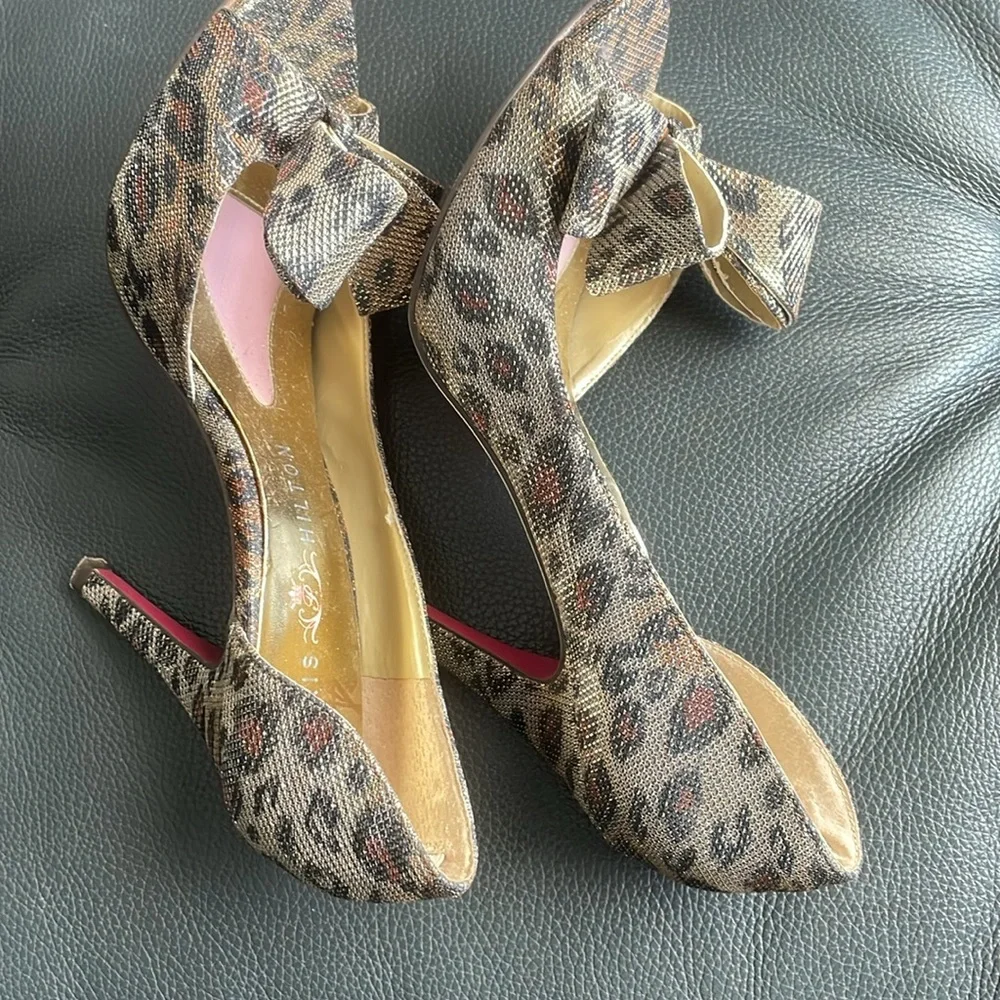 Paris Hilton Heels Size 8M Animal Print Metallic Shimmer - Picture 6 of 11
